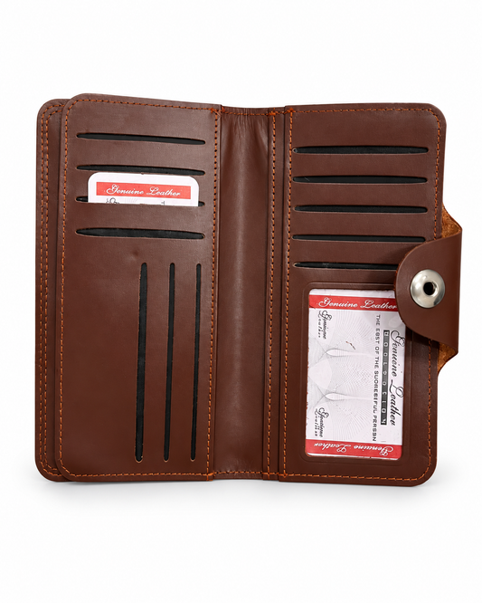 CASHEL Men's Long Irish Leather Wallet | Premium Cowhide | Secure Button