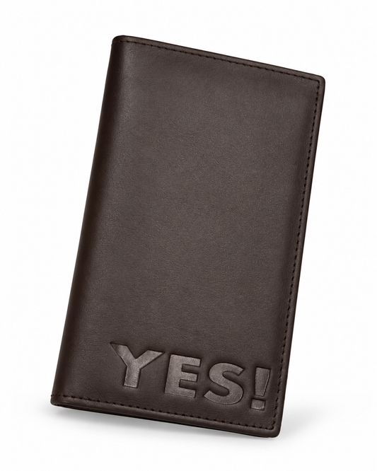 STERLING Men's Brown Cow  BIFOLD Leather Wallet – Signature "YES!" Embossing