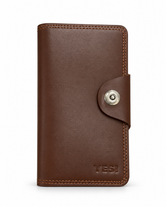 CASHEL Men's Long Irish Leather Wallet | Premium Cowhide | Secure Button