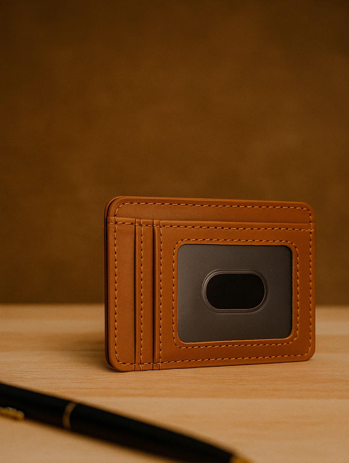 THE VIBE Men’s Slim Irish Leather Card Holder | Premium Brown Cowhide