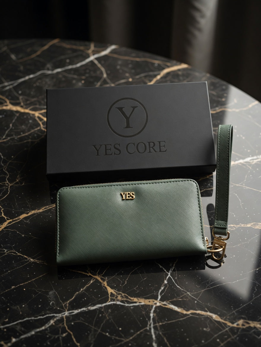 EMERALD GREEN SAFFIANO LEATHER Zip-Around Clutch Wallet for women
