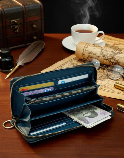 BLUE OPAL Leather  Women Zip-Around Wallet | Premium Saffiano Clutch