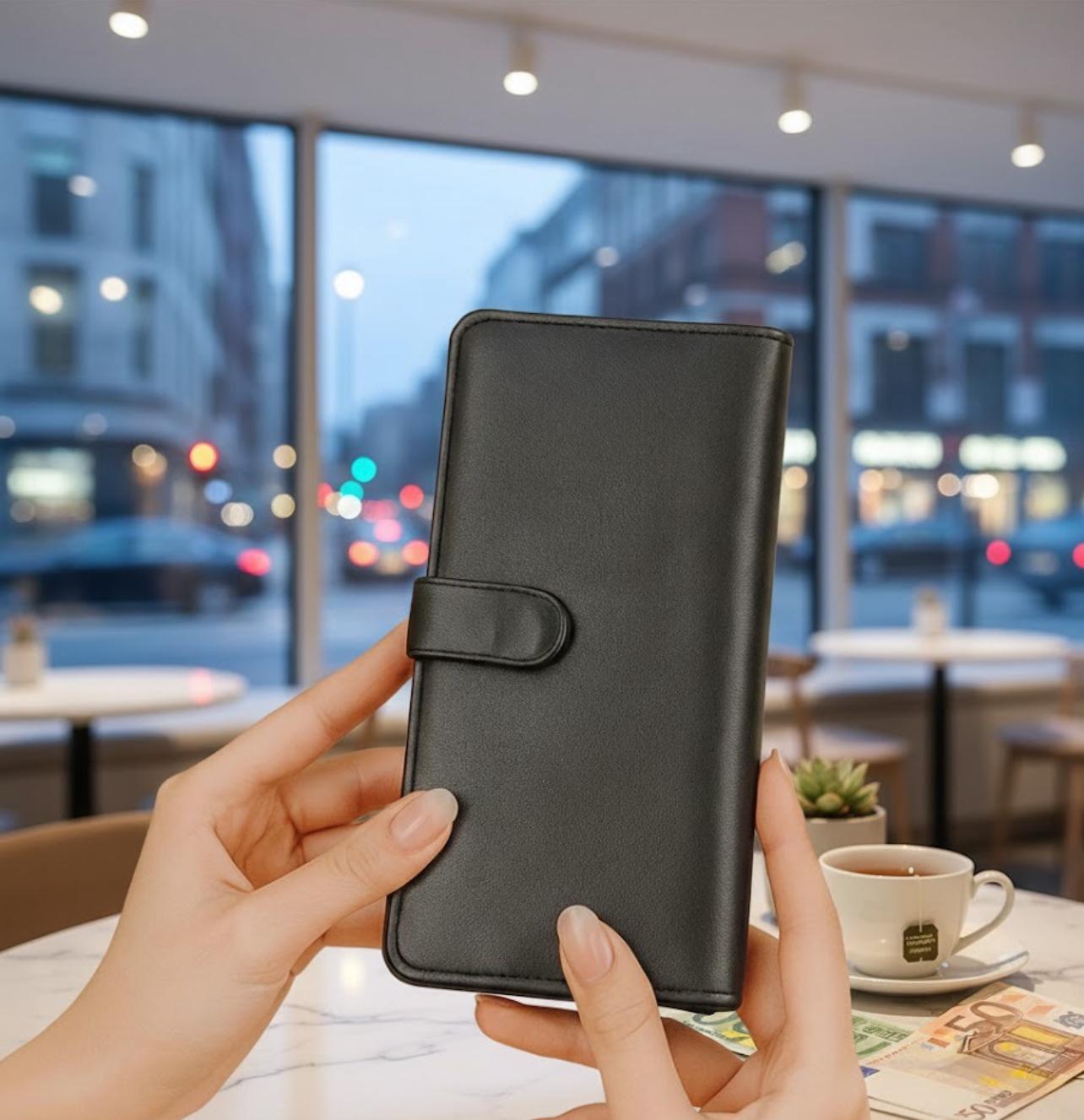 SPECTER Women Black Long Coalw Leather Wlet – Premium Quality Slim Bifold