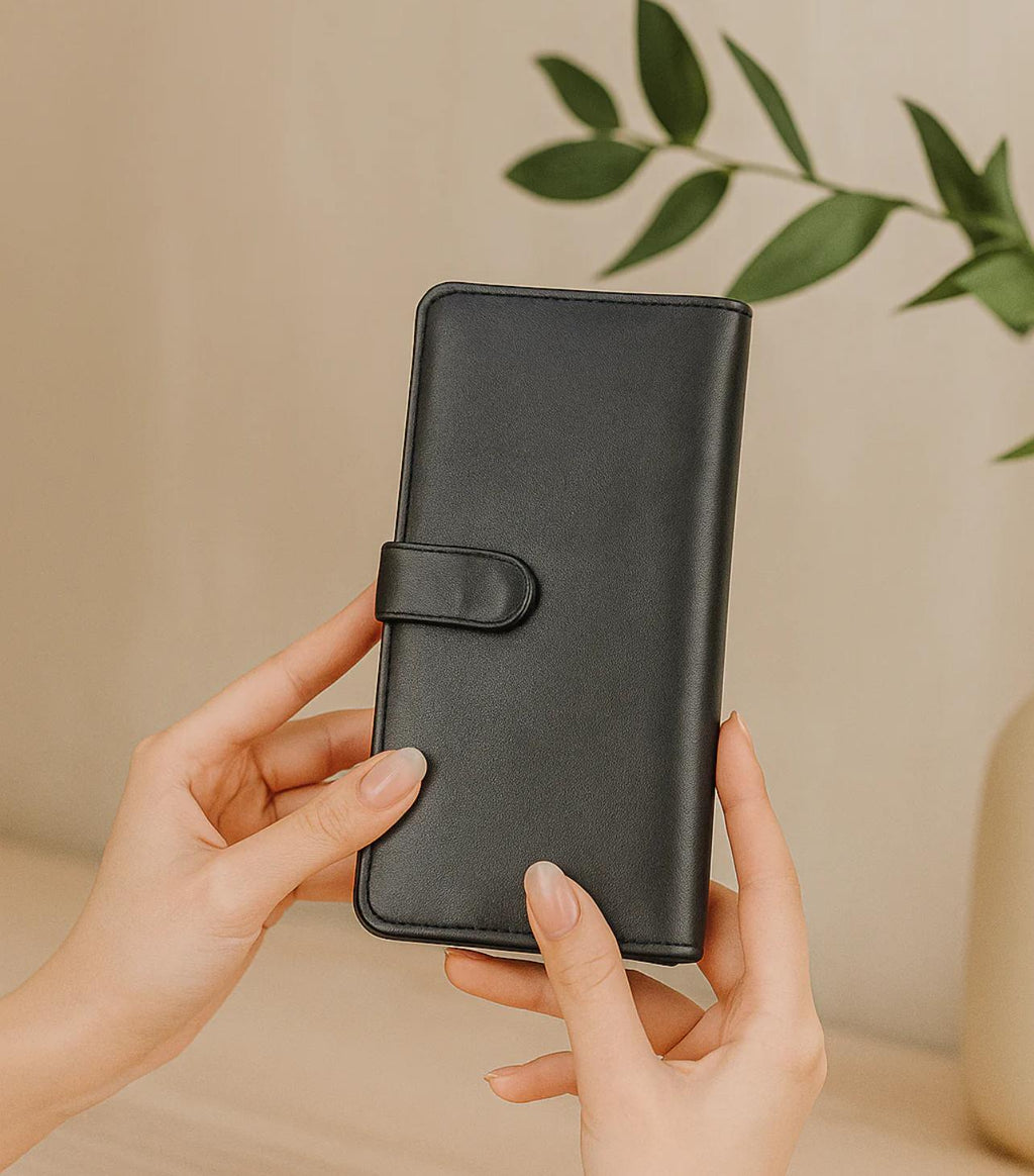 SPECTER Women Black Long Coalw Leather Wlet – Premium Quality Slim Bifold