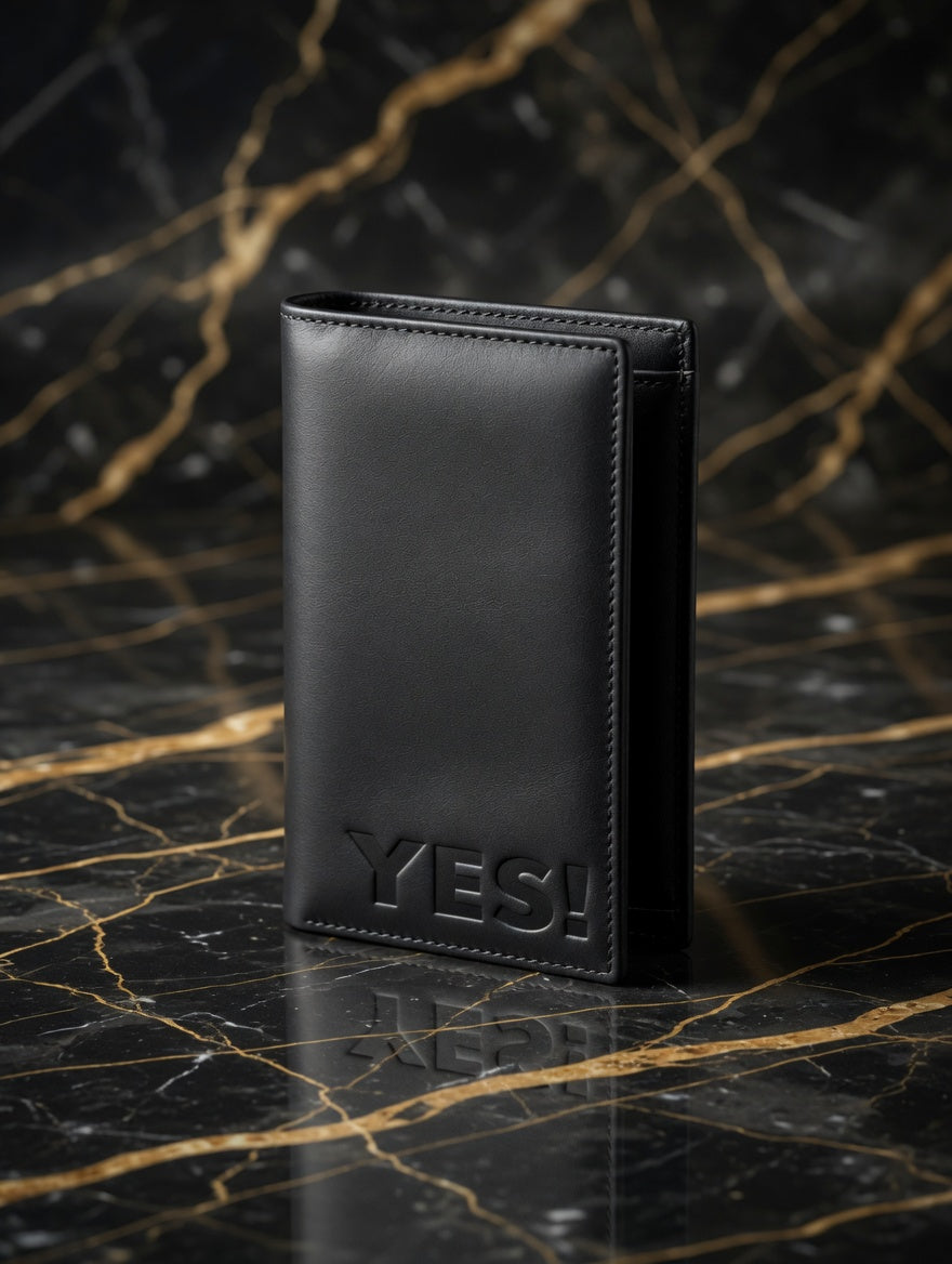 STELLAR Men's Black Long Cow Leather Wallet – Premium Quality, Slim Bifold
