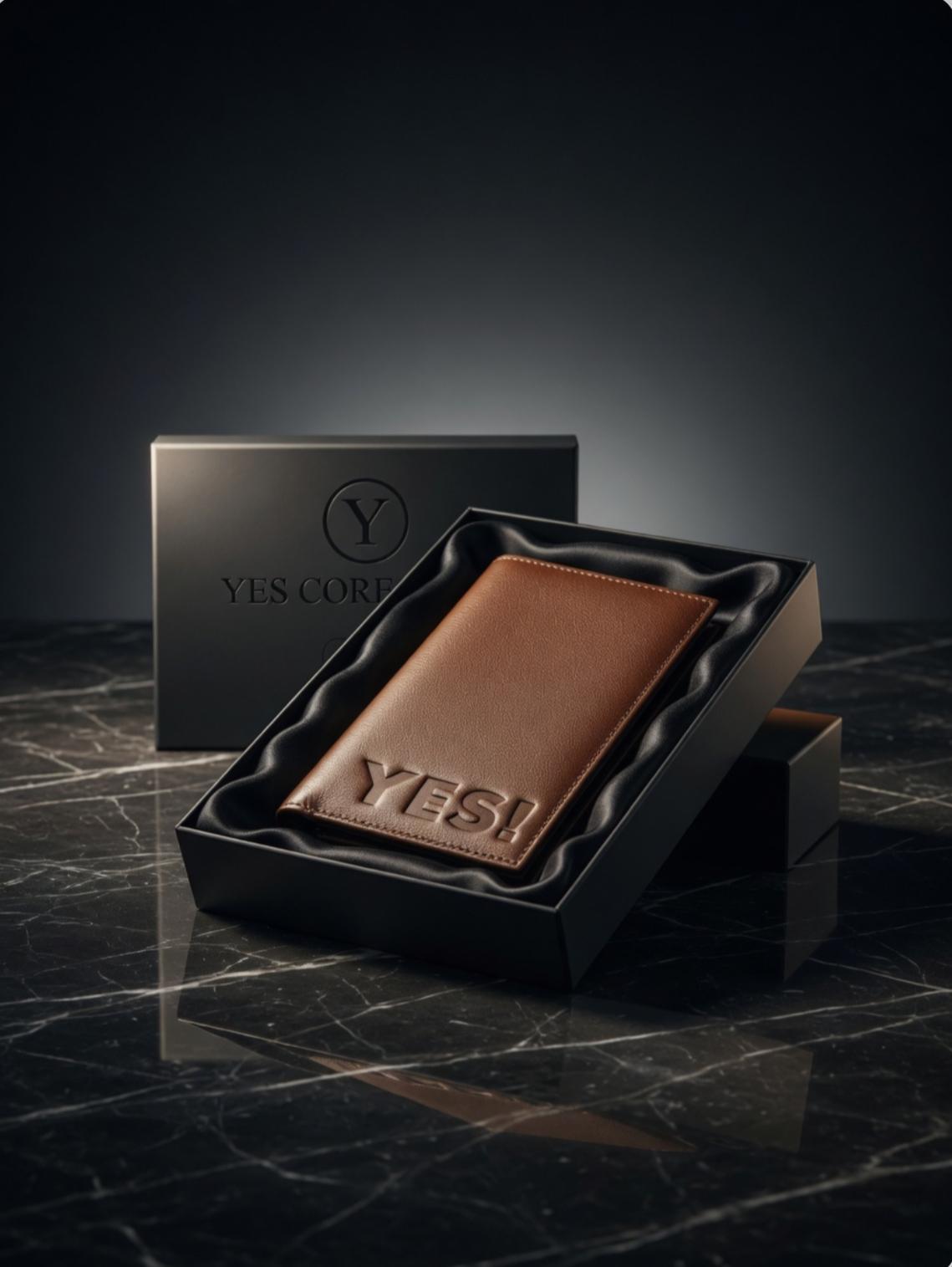 STERLING Men's Brown Cow  BIFOLD Leather Wallet – Signature "YES!" Embossing
