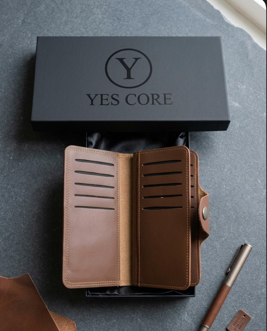 CASHEL Men's Long Irish Leather Wallet | Premium Cowhide | Secure Button
