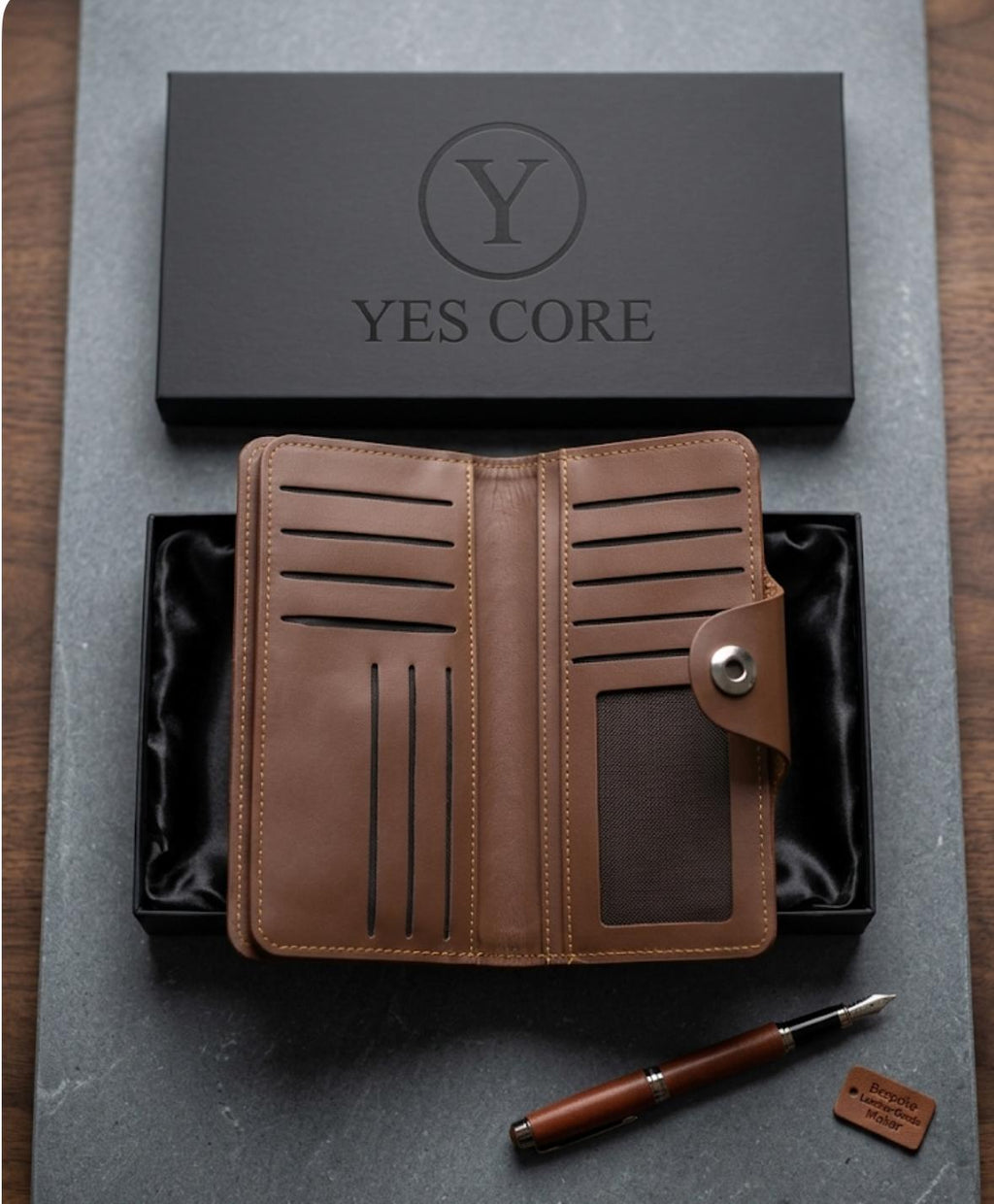 CASHEL Men's Long Irish Leather Wallet | Premium Cowhide | Secure Button