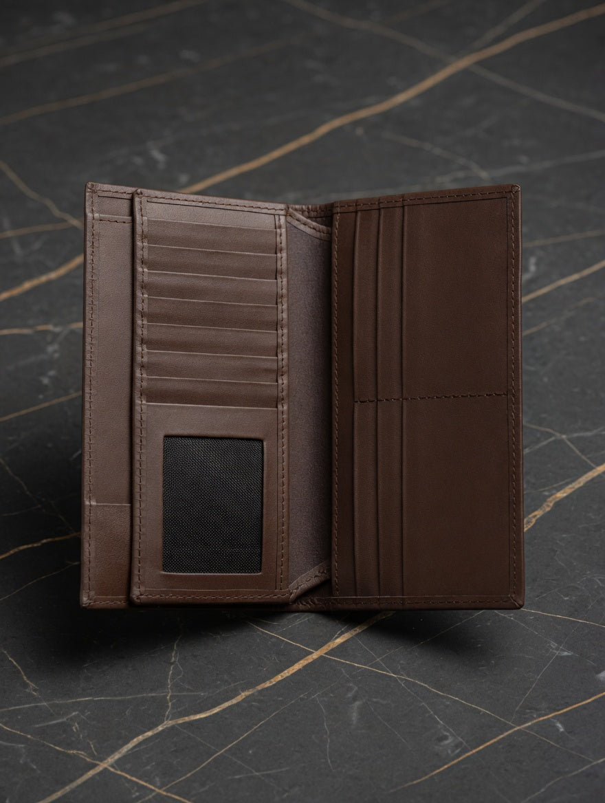 STERLING Men's Brown Cow  BIFOLD Leather Wallet – Signature "YES!" Embossing