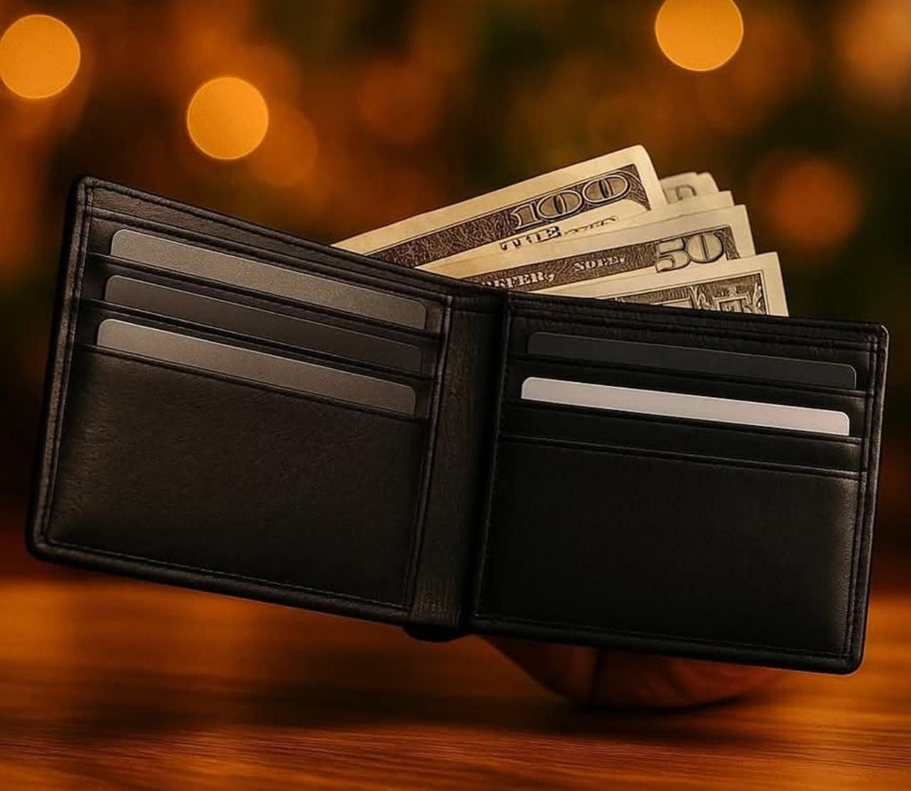 APEX Men’s Premium Irish Leather Bifold Wallet with Embossed "YES!" Design