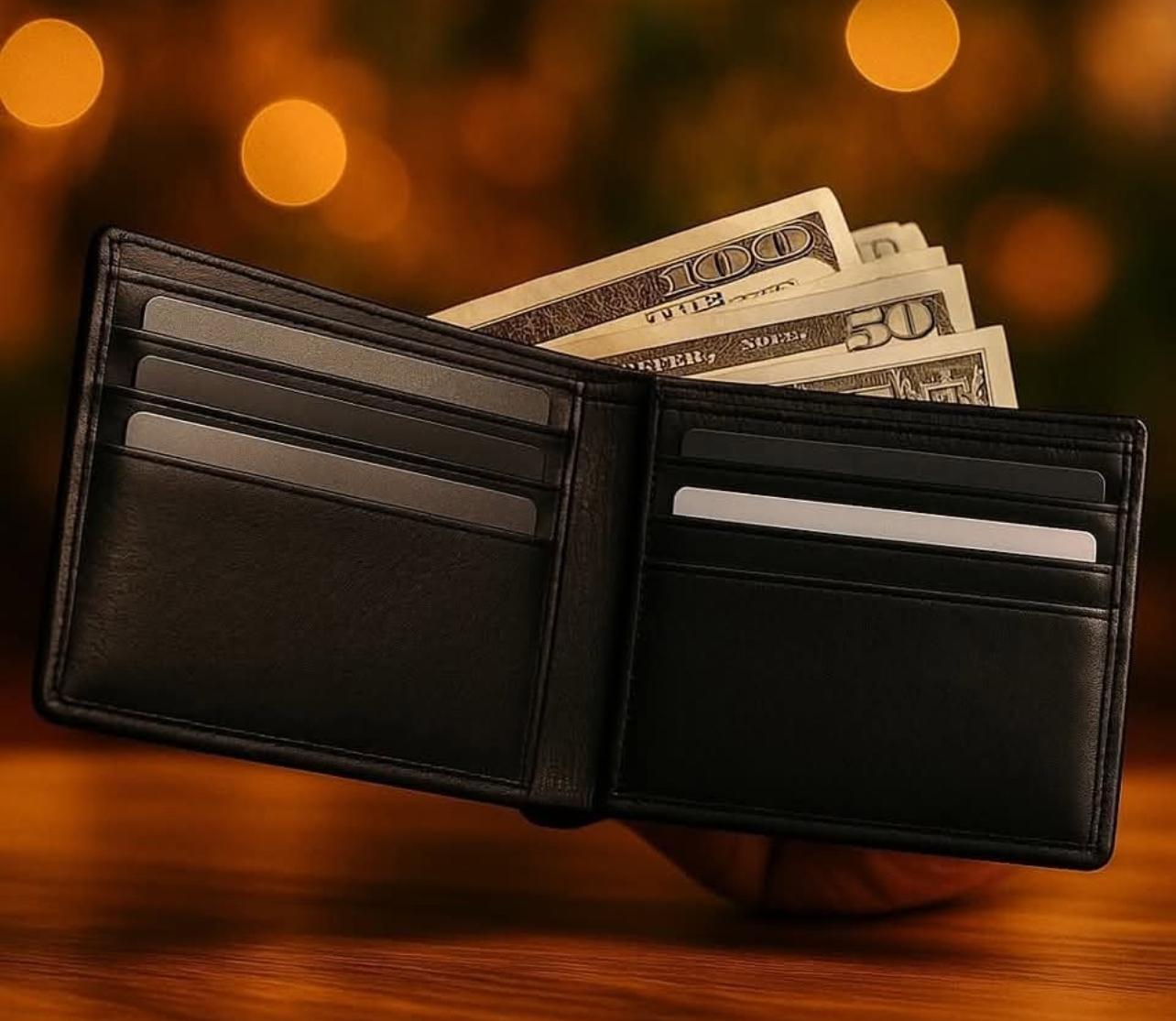 APEX Men’s Premium Irish Leather Bifold Wallet with Embossed "YES!" Design