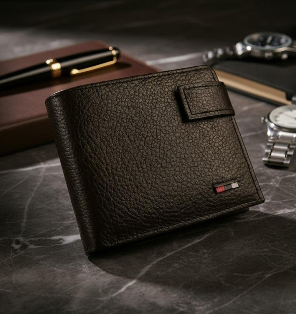 DUBLIN REGENT Men’s Premium Leather Loop Wallet – Slim RFID Bifold Product Description:
