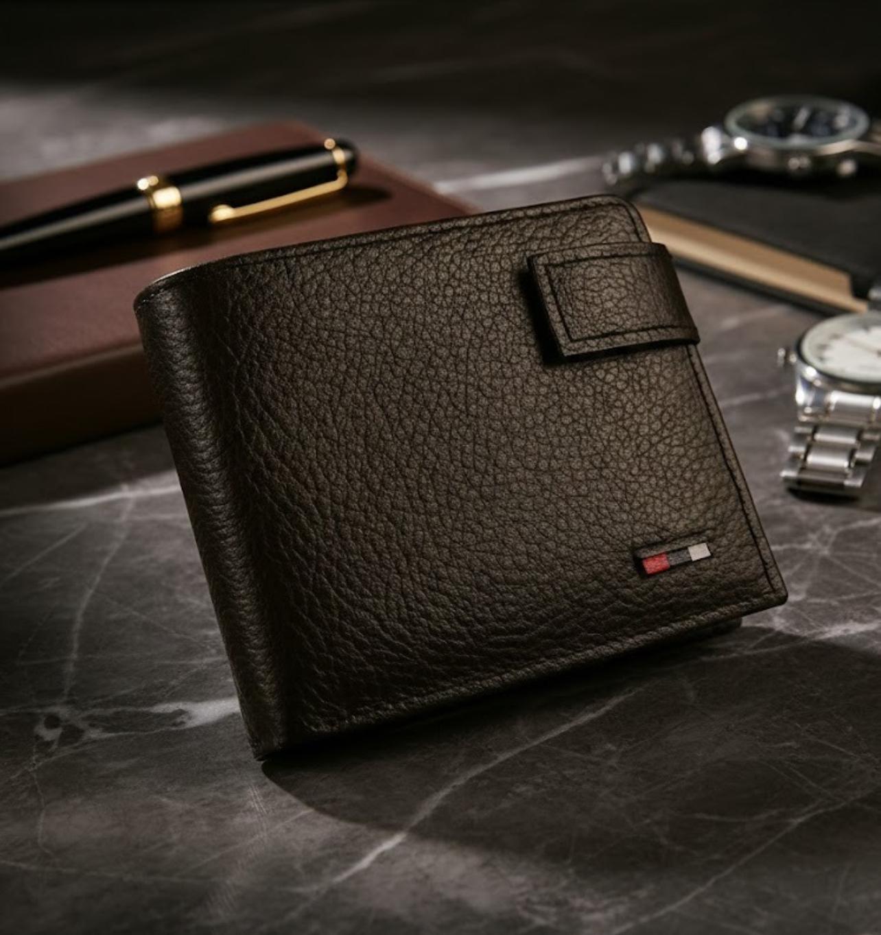 DUBLIN REGENT Men’s Premium Leather Loop Wallet – Slim RFID Bifold Product Description: