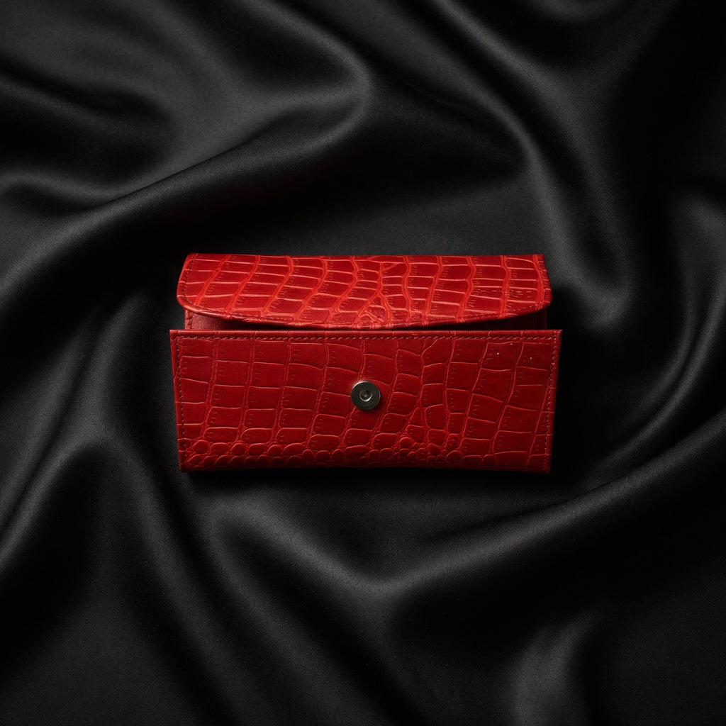 Luxury Croc-Embossed Genuine Leather Women's Wallet - Ruby Croc