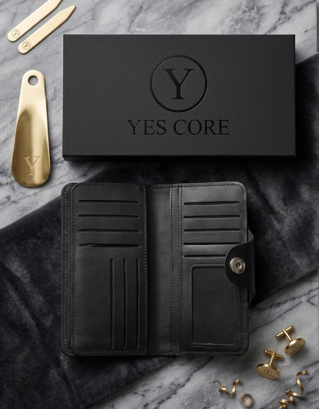 STELLAR Men's Black Long Cow Leather Wallet – Premium Quality, Slim Bifold