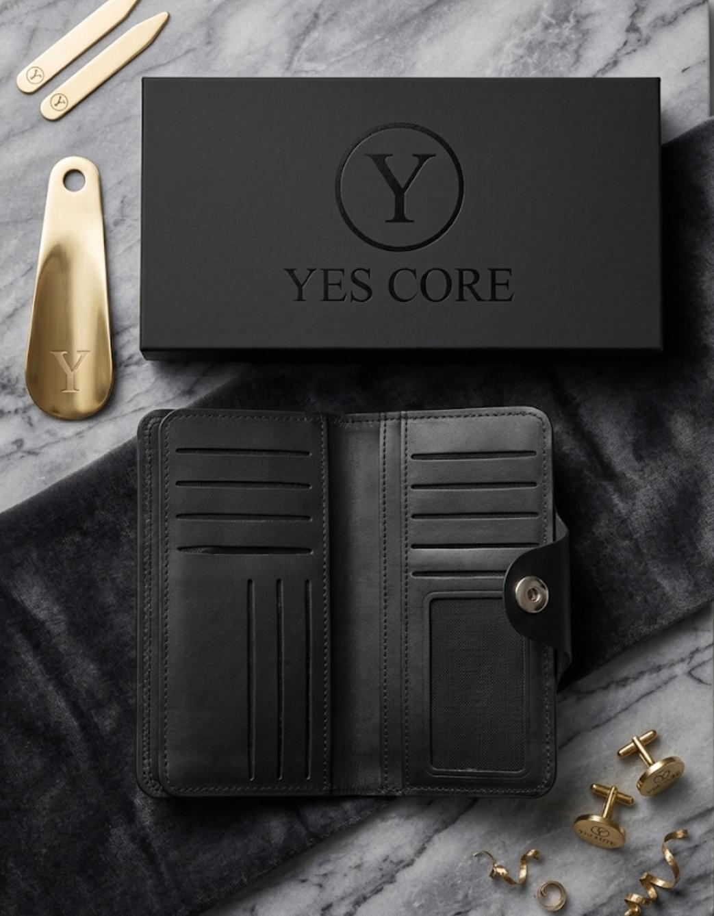 STELLAR Men's Black Long Cow Leather Wallet – Premium Quality, Slim Bifold