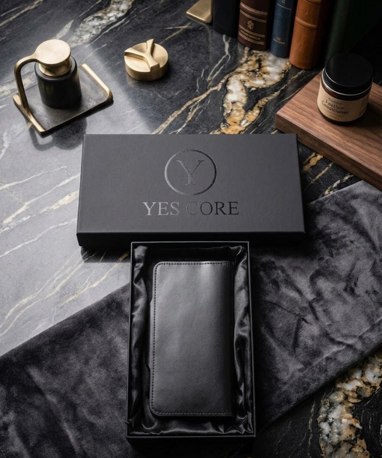 SHADOW Men’s Long Cow Leather Bifold Wallet - Slim Vertical Clutch with Snap Button Closure