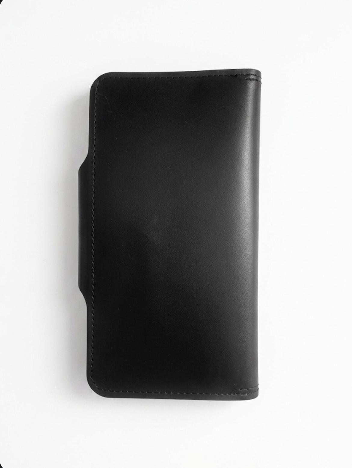 SHADOW Men’s Long Cow Leather Bifold Wallet - Slim Vertical Clutch with Snap Button Closure