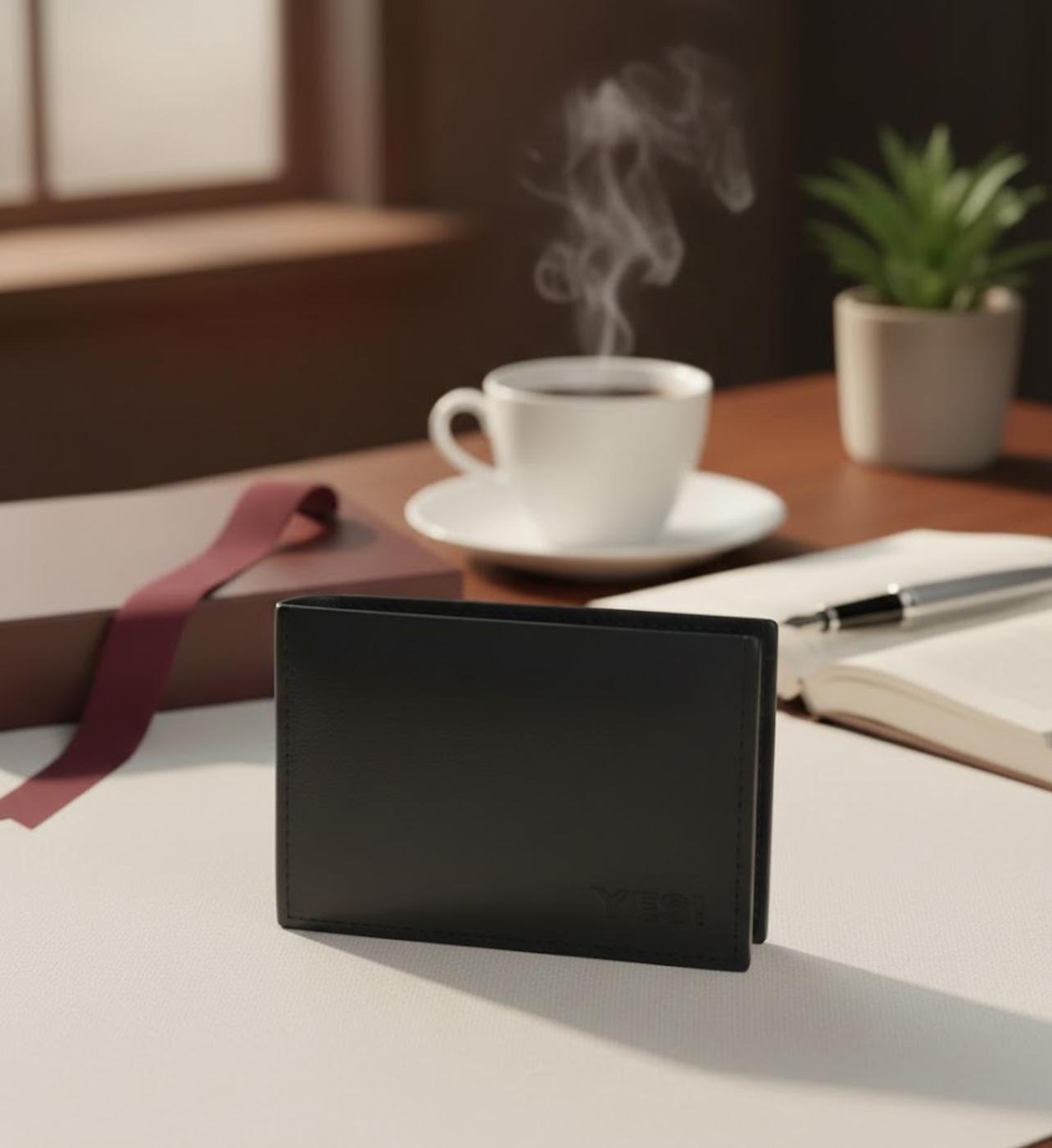 BLACK NIGHT Men's Irish Leather Card Holder | Embossed Design